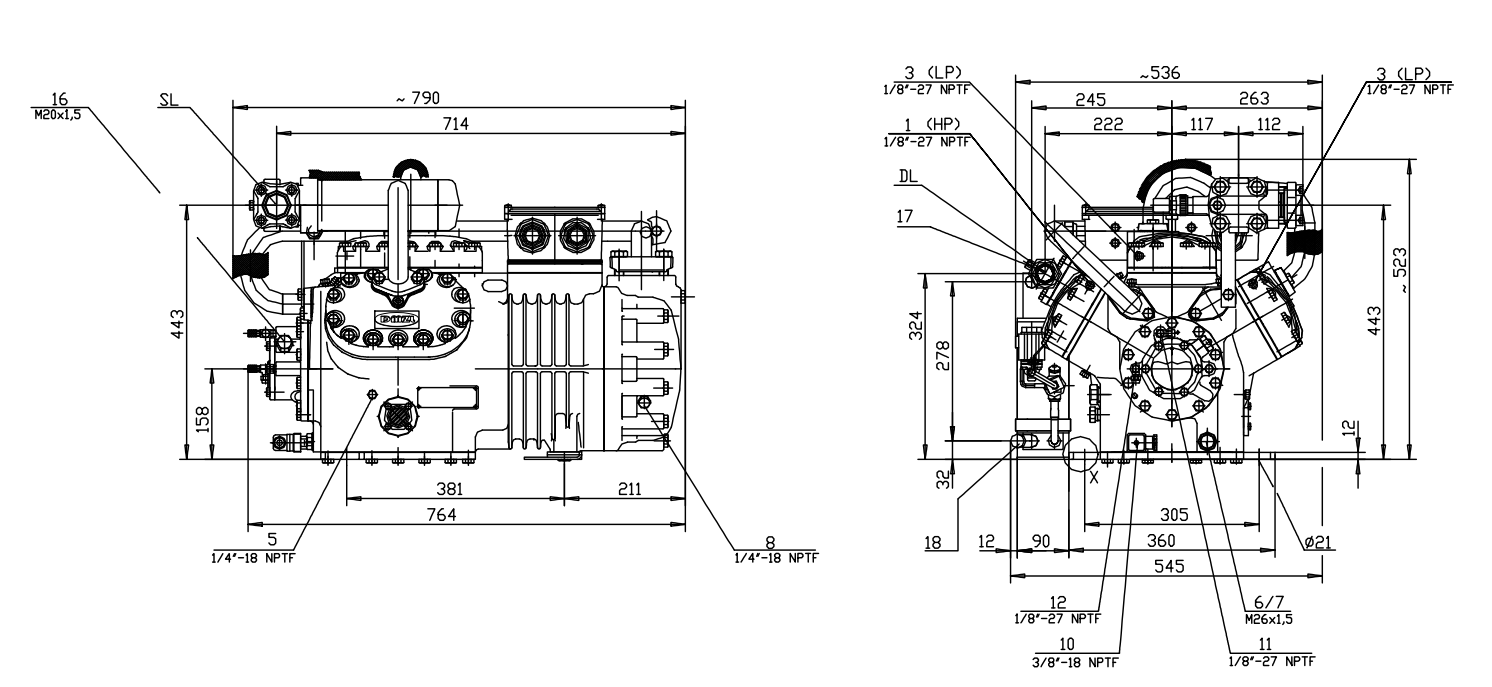 DMZL 6-Cylinder Ultra-Freezing Double-Stage Compressor 6-цилиндровый двухступенчатый компрессор сверхзамораживания DMZL